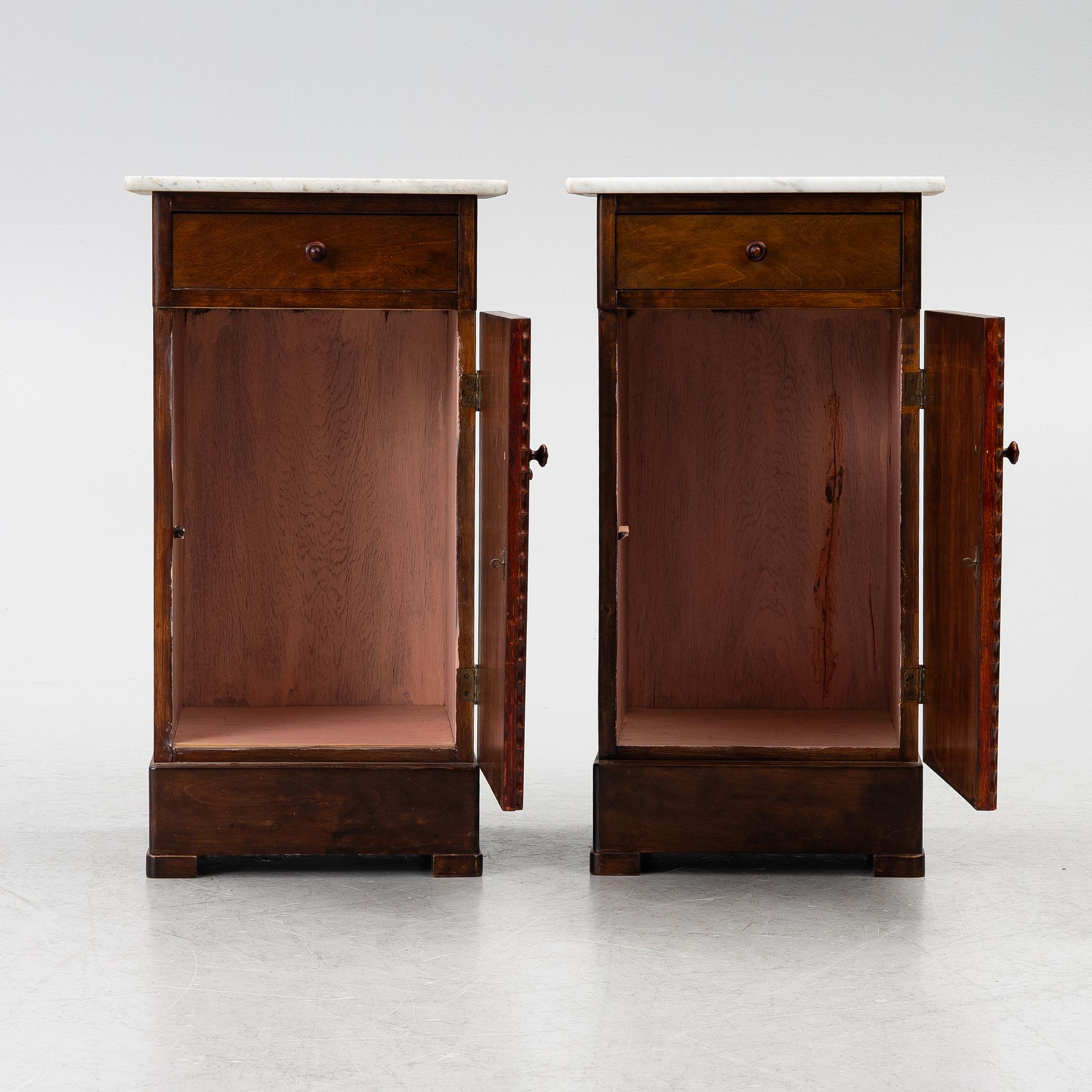 A pair early 20th century bedside tables.