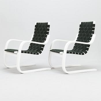 ALVAR AALTO, a pair of late 20th century '406' armchairs for Artek.