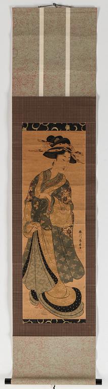 RULLMÅLNINGAR, 3 st, på papper, Japan 1900-tal.
