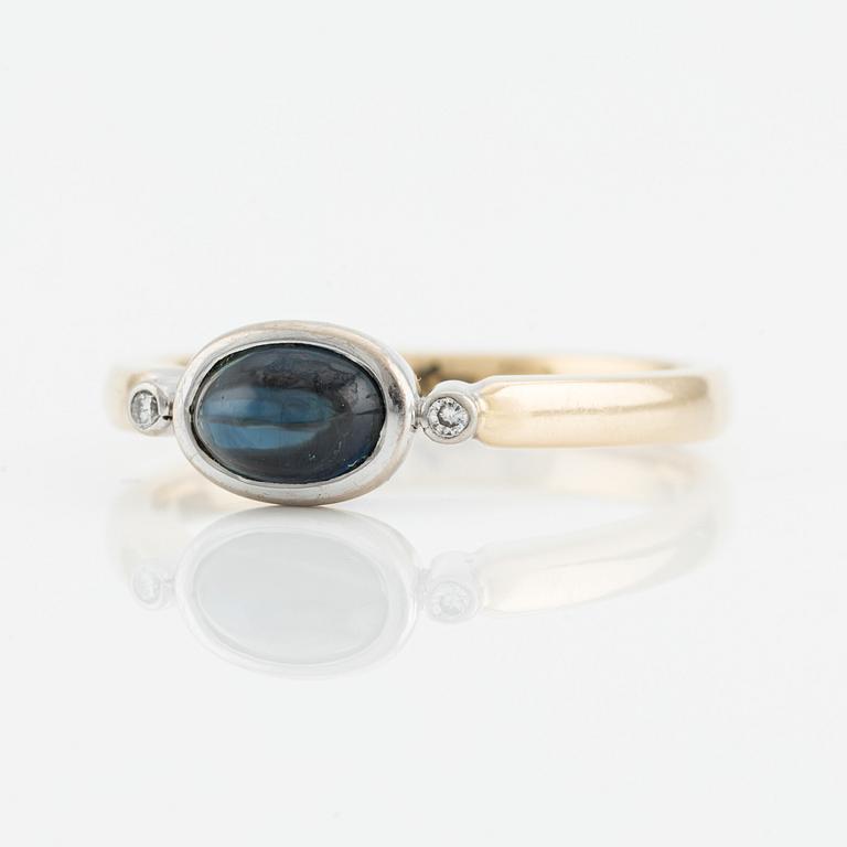 Ring, 18K gold with cabochon-cut sapphire and brilliant-cut diamonds. Finland.