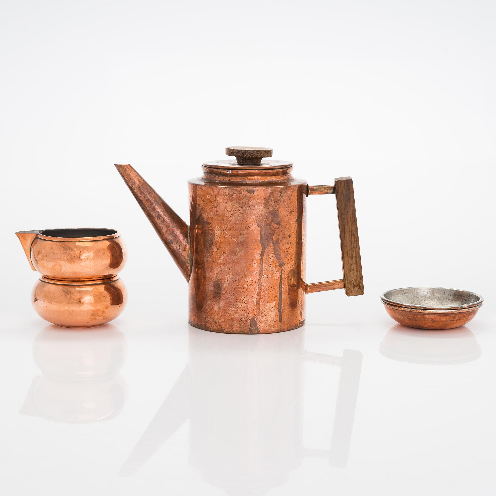 Maija Heikinheimo, a mid-20th-century 5-piece coffee set by Valaistustyö for Artek.