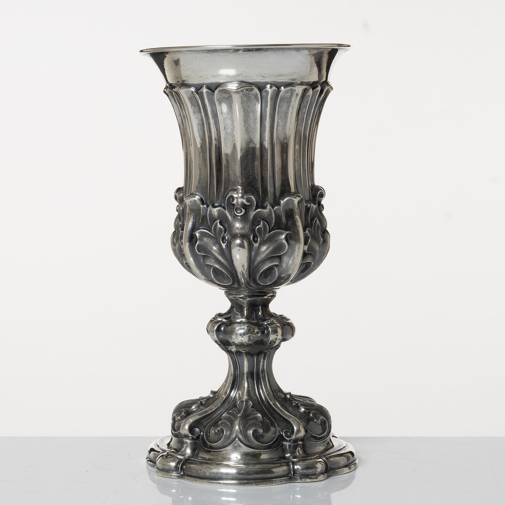 A silver goblet, possibly German, 19th Century.