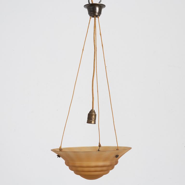 Edward Hald, a ceiling lamp model "HD 625", Orrefors & Nordiska Kompaniet, 1930s.