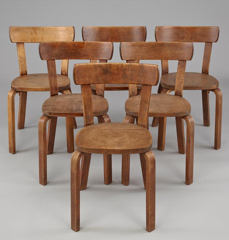 STOLAR, 6 st, modell "69", Alvar Aalto, 1930-tal.