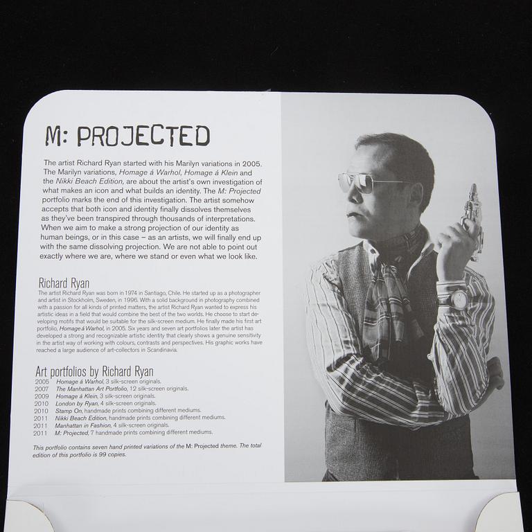 RICHARD RYAN, portfolio, "M: Projected", med 7 st screentryck, onumrerad upplaga om 99 st.