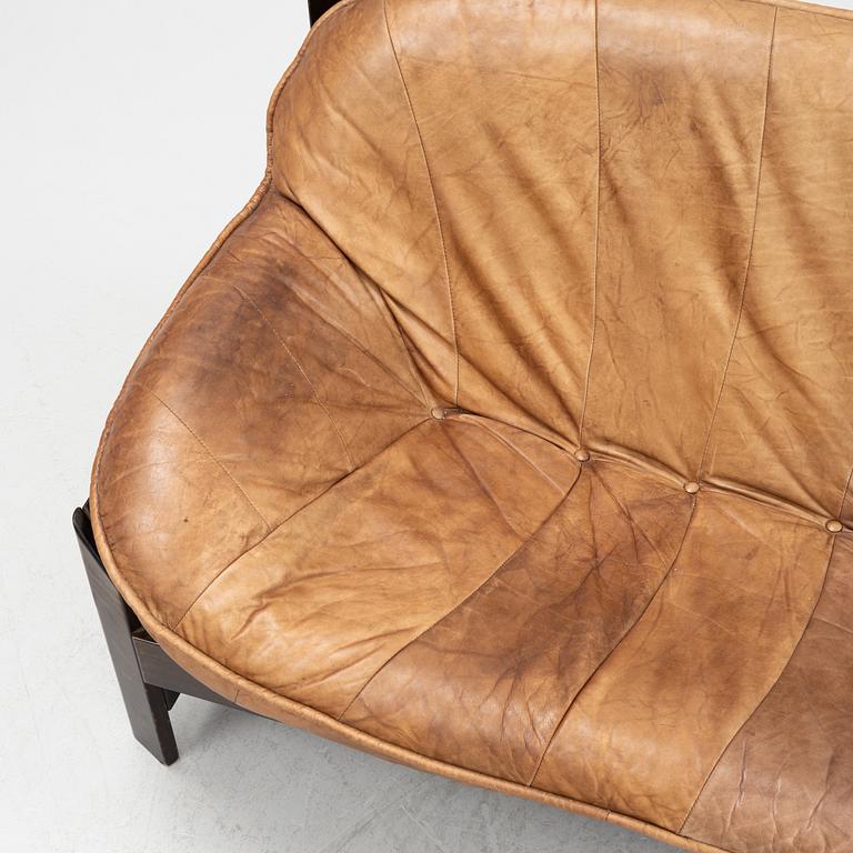 A leather upholstered sofa, later part of the 20th Century.