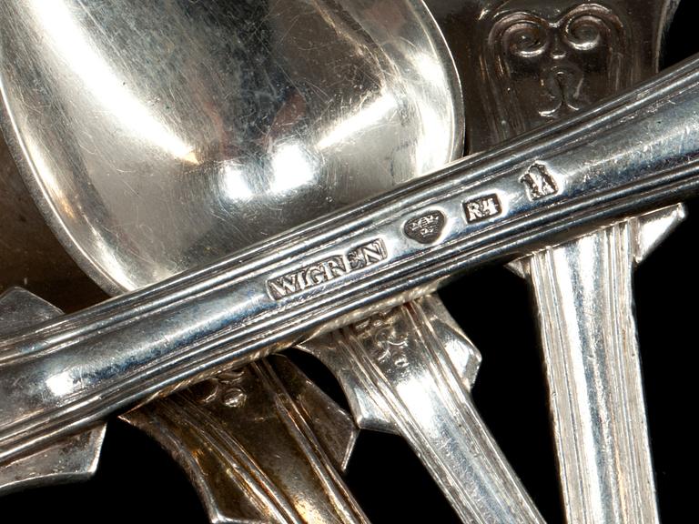BESTICK, 47 delar, silver, Wigren, 1857. Total vikt ca 2298 g.