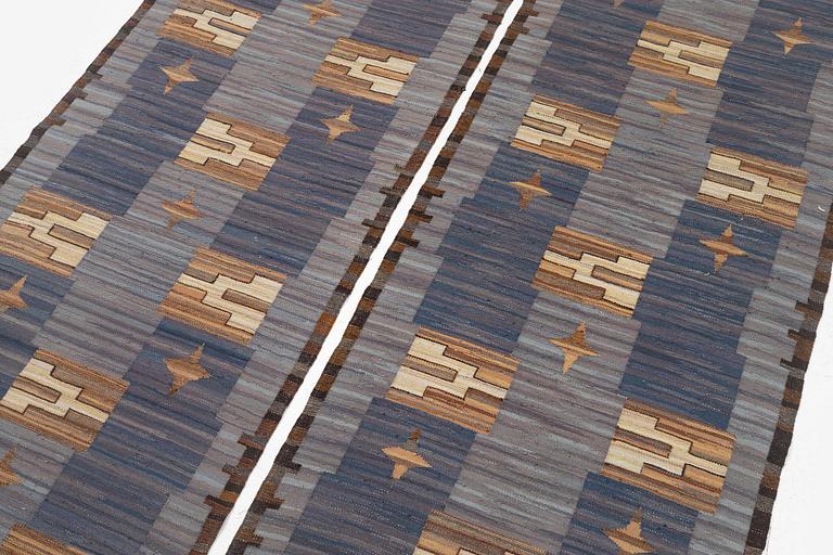 A pair flat weave  drapes, c. 232 x 84 cm each, signed JBV (Johanna Brunsson's weaving) and dated 1927.