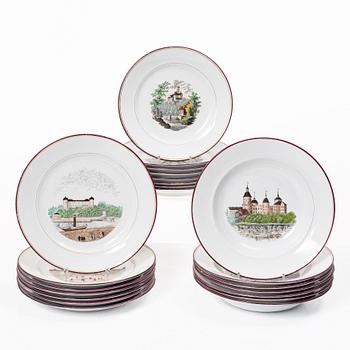 Rörstrand, Plates, 22 pcs, 19th century.