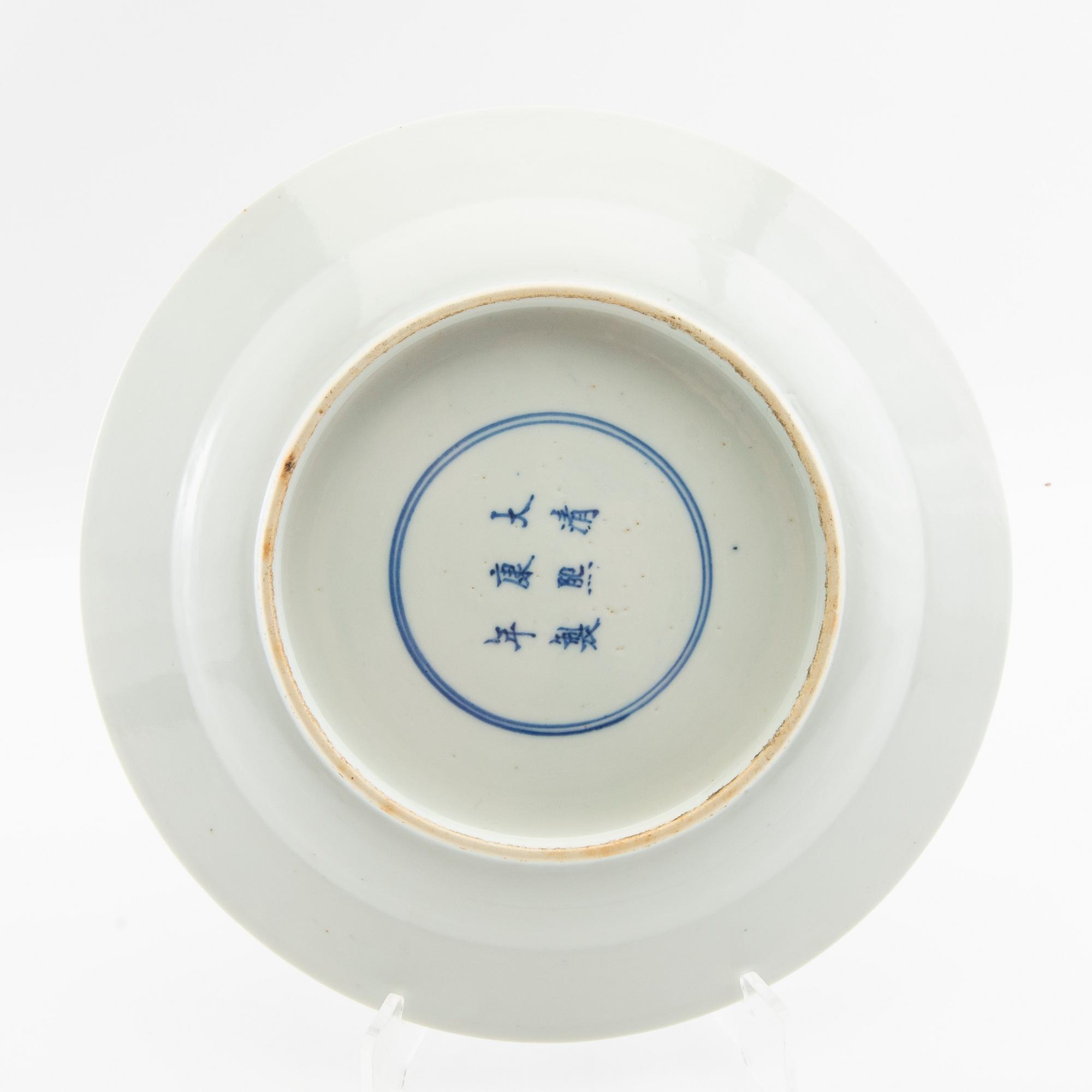 Plate China Kangxi style late 19th century porcelain.