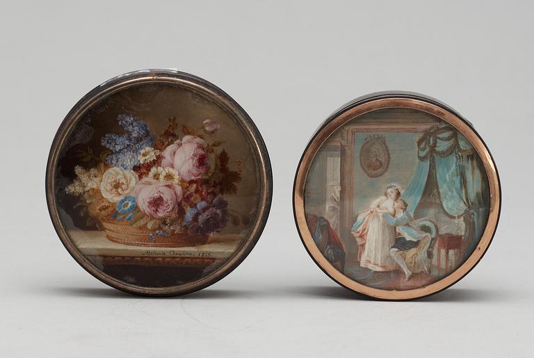 Two early 19th century turtle boxes.