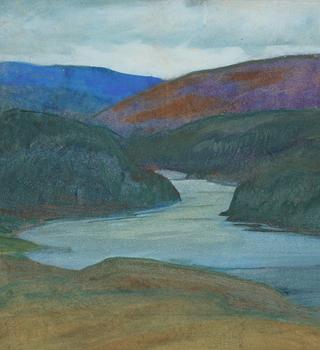 Helmer Osslund, pastell och gouache på papp-pannå, signerad.