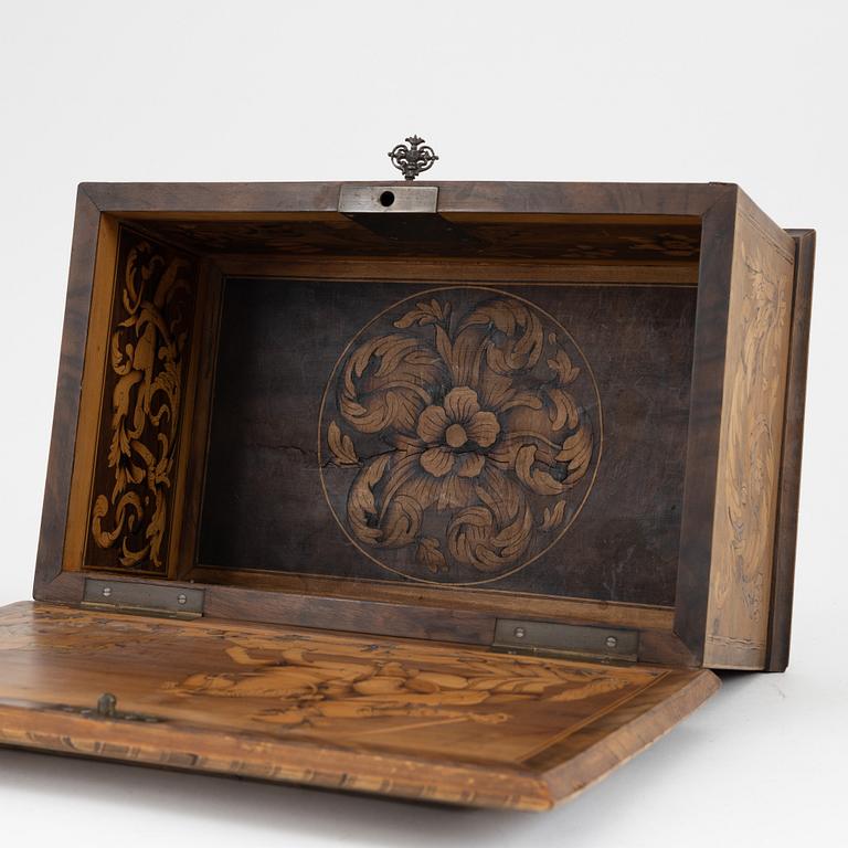 A wooden baroque and baroque style box, 17th-19th century.