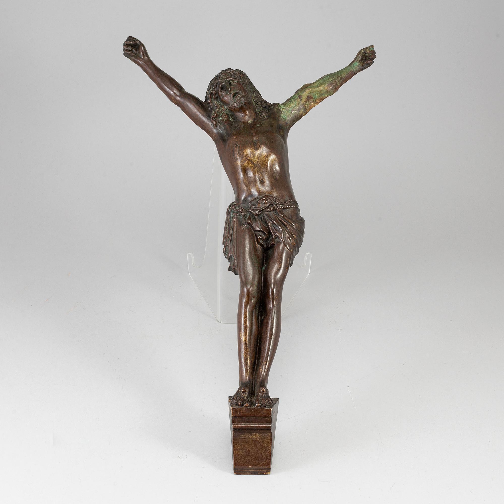 A 19th century bronze crucifix.