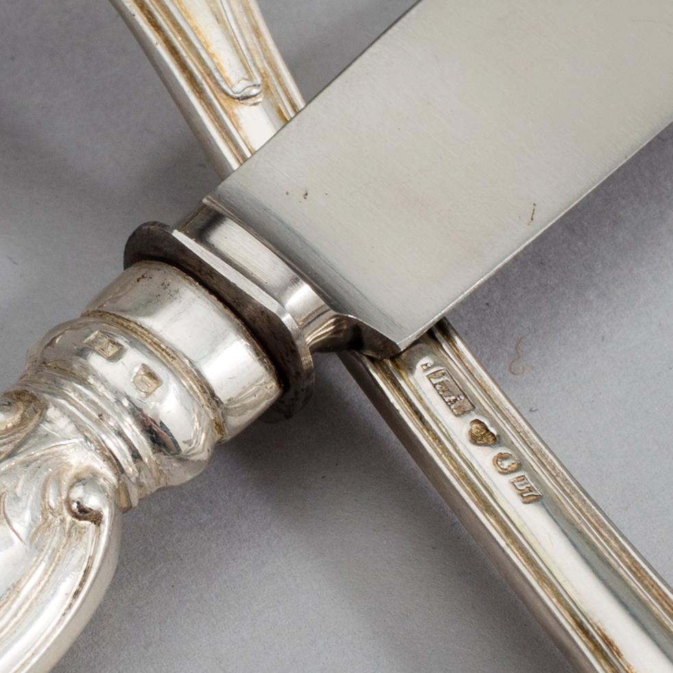 PARTI SILVERBESTICK, 21 st, silver, modell "Olga" bl.a. CA Svanberg, Vimmerby, 1872. Total vikt 916 g.