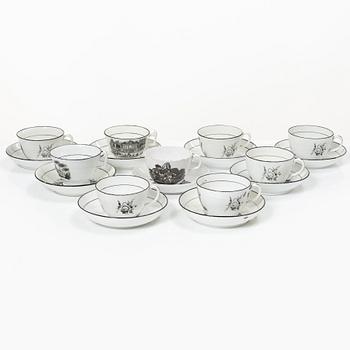 Nine cups with saucers, Empire, first half of the 19th century.