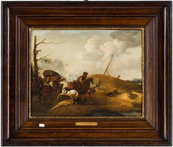 PIETER WOUWERMAN, hans art, olja på pannå, monogramsignerad.