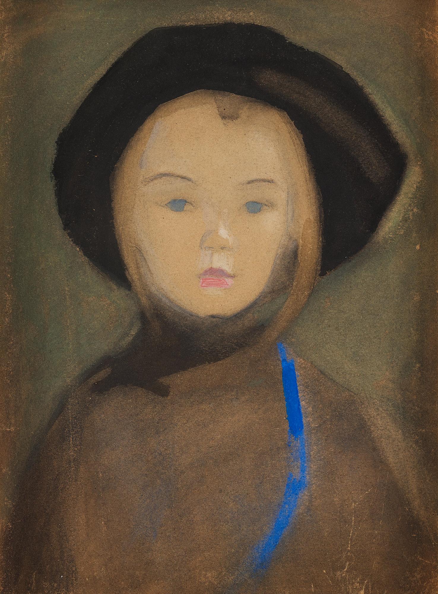Helene Schjerfbeck, "Girl with Blue Ribbon".