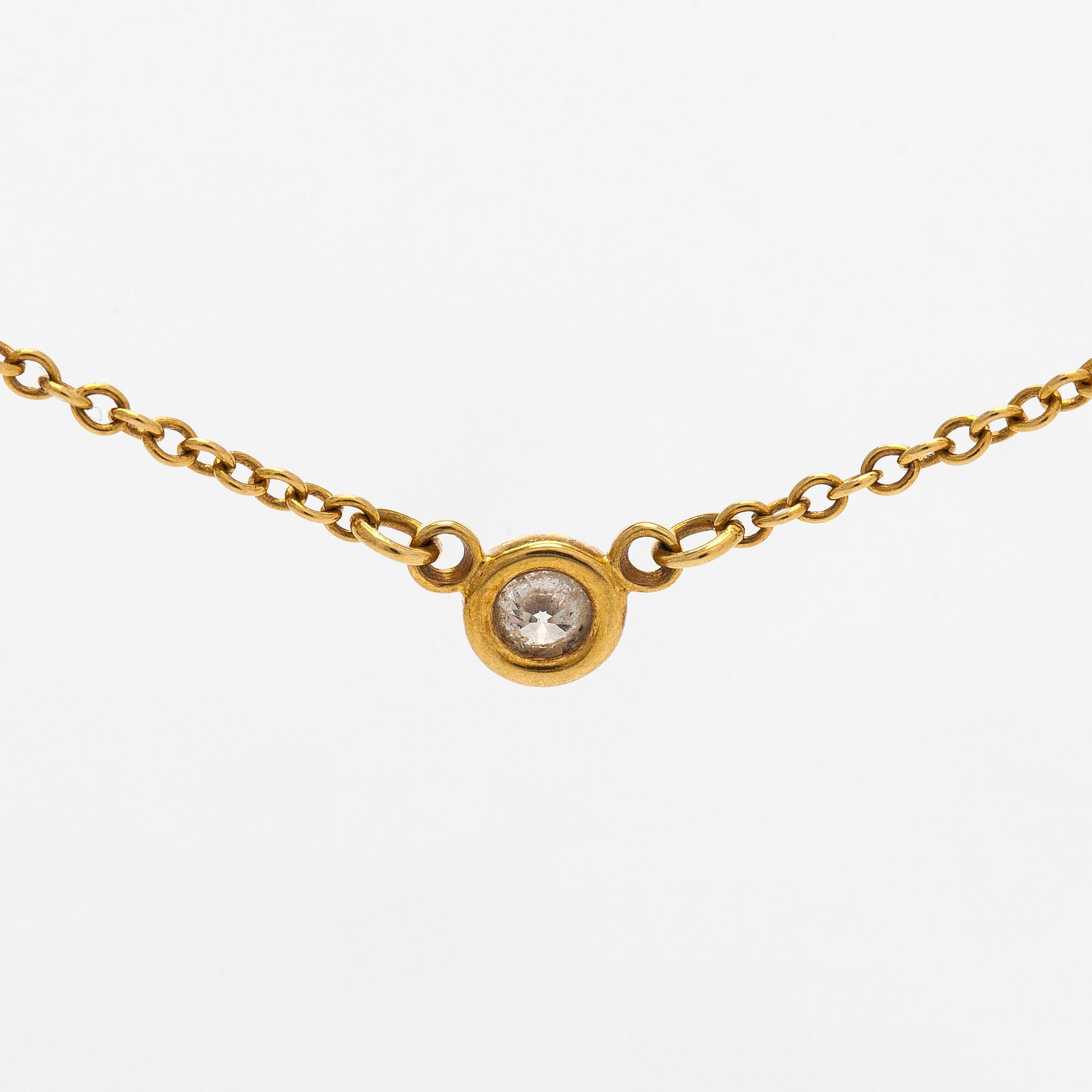 Tiffany & Co, Elsa Peretti, an 18K gold 'Diamonds by the Yard' necklace with a brilliant-cut diamond.