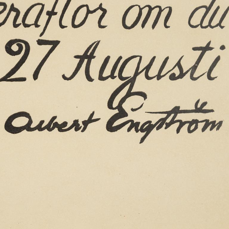 Albert Engström, litografisk affisch, A. Lindgren & Söner, Göteborg.