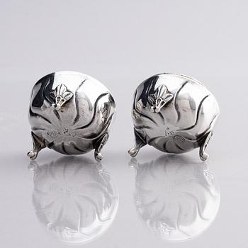 A pair of Swedish 18th century parcel-gilt silver travel salt-cellars, marks of Magnus Stråtin, Uddevalla 1774.