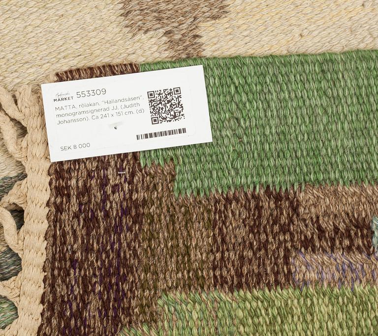 MATTA, rölakan, "Hallandsåsen", monogramsignerad JJ, (Judith Johansson). Ca 241 x 151 cm.