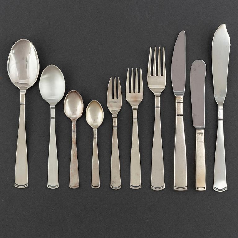 GAB, a part 'Rosenholm' silver cutlery, Stockholm, 1970-2010 (70 pieces).