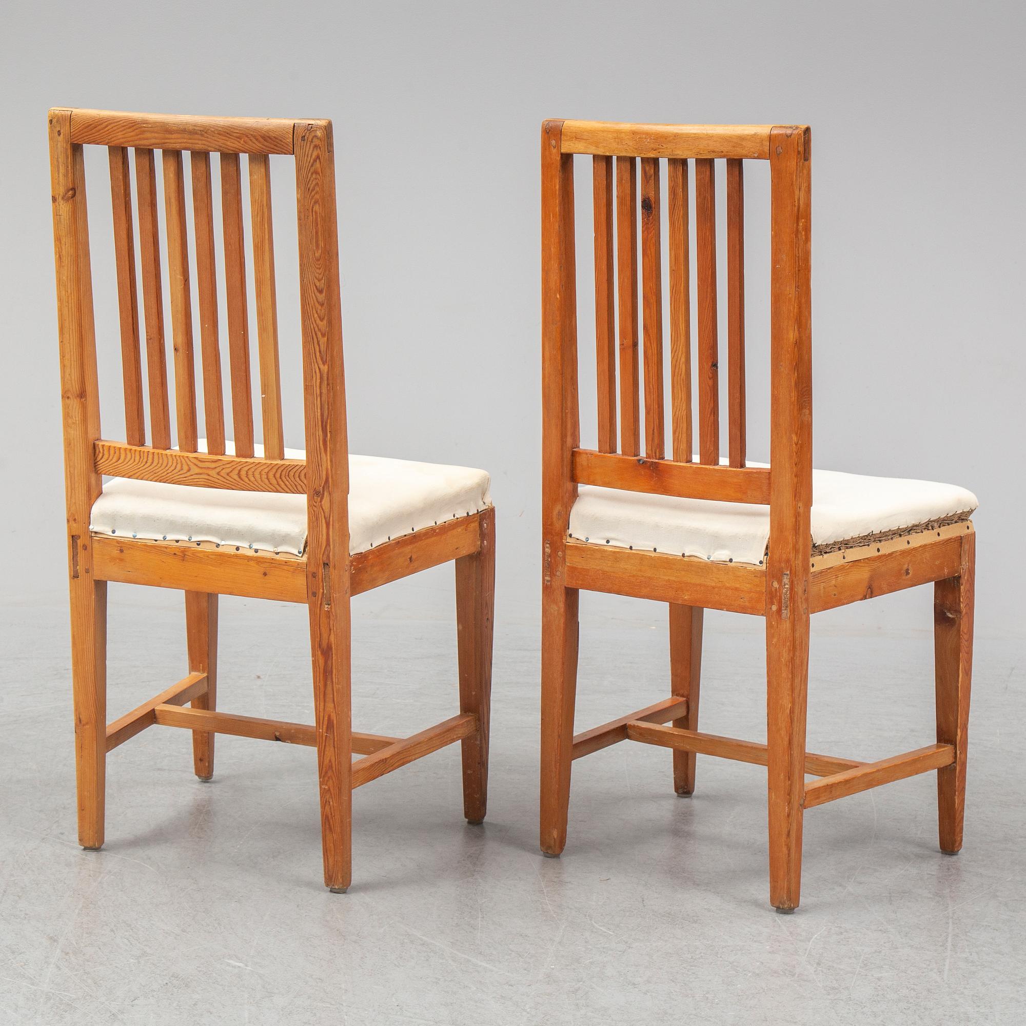 Six Swedish 19th century chairs.