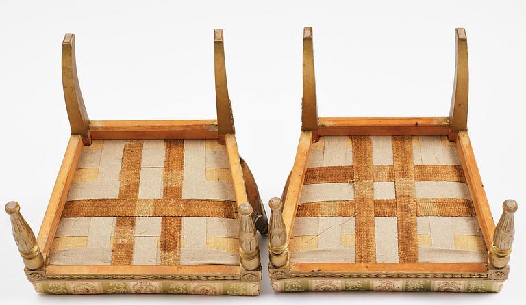 A pair of late Gustavian open armchairs attributed to E. Ståhl (master in Stockholm 1794-1820).