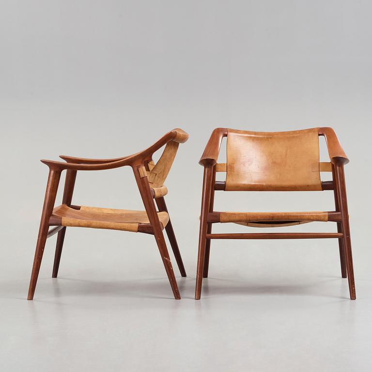ADOLF RELLING & SIGURD RESELL, karmstolar, ett par "56/2 Bambi-serien", Rastad & Relling, Norge 1950-60-tal.
