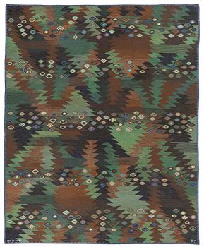 BARBRO NILSSON, carpet, flat weave, 289,5 x 238,5 cm, "Tånga brun och grön", signed AB MMF BN.