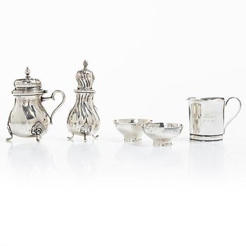 Silver, 5 pieces, Sweden and Denmark, 20th century.