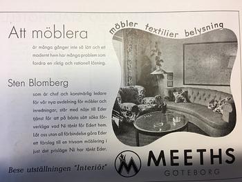 Sten Blomberg, tillskrivet, bord, Meeths, Göteborg, 1940-tal.