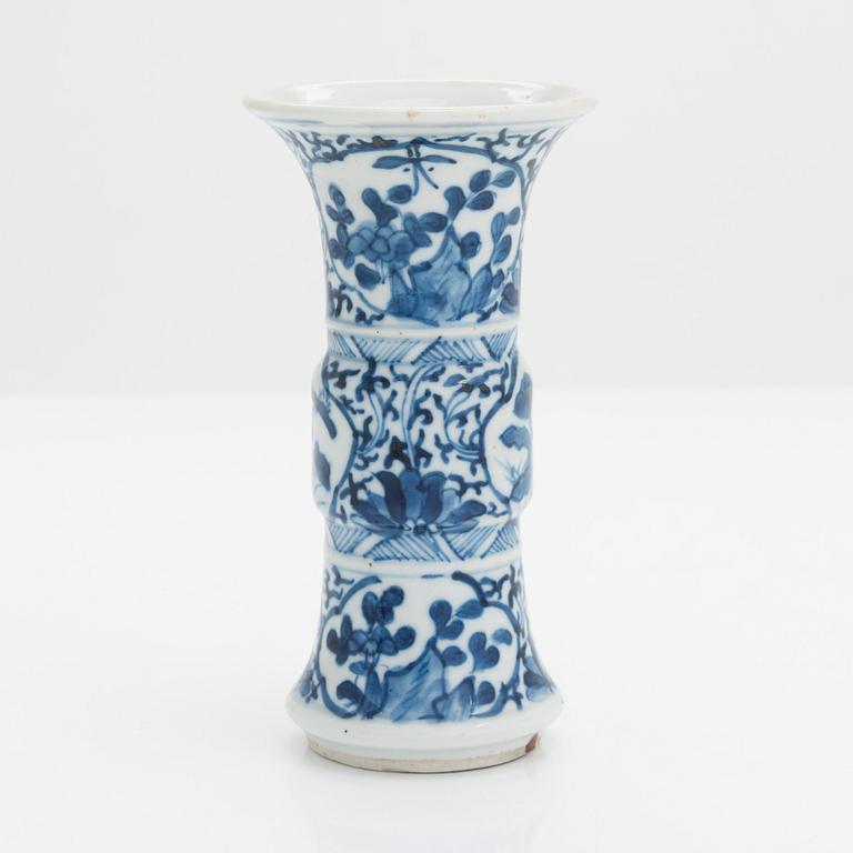 A Kangxi style porcelain vase, China late 19th century.