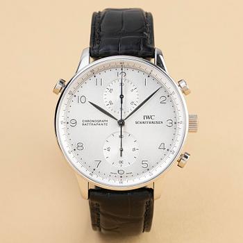 1067. IWC, Portuguese, "Platinum Case", Chronograph Rattrapante, ca 2000.