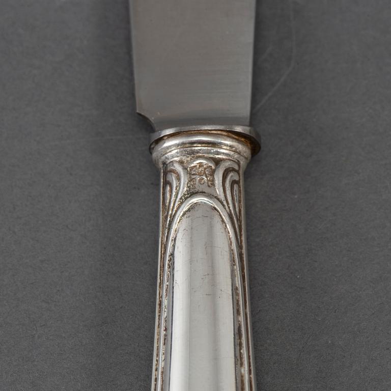 12 silver knives, 'Munvig', K Andersson, Stockholm 1920s.