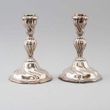 LJUSSTAKAR, 1 par, silver, 1900-talets mitt.