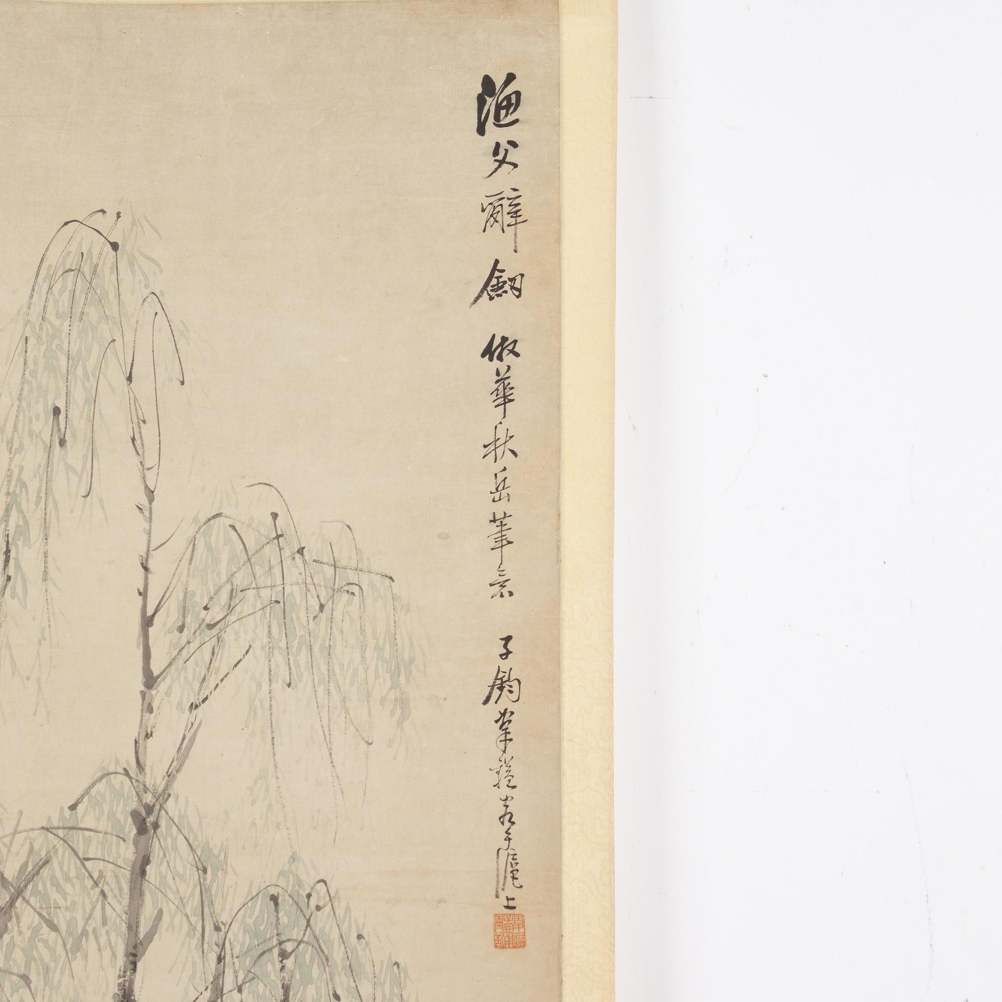 Wei Jian (Kina, 1800-tal), två målningar, Figurscener i landskap.