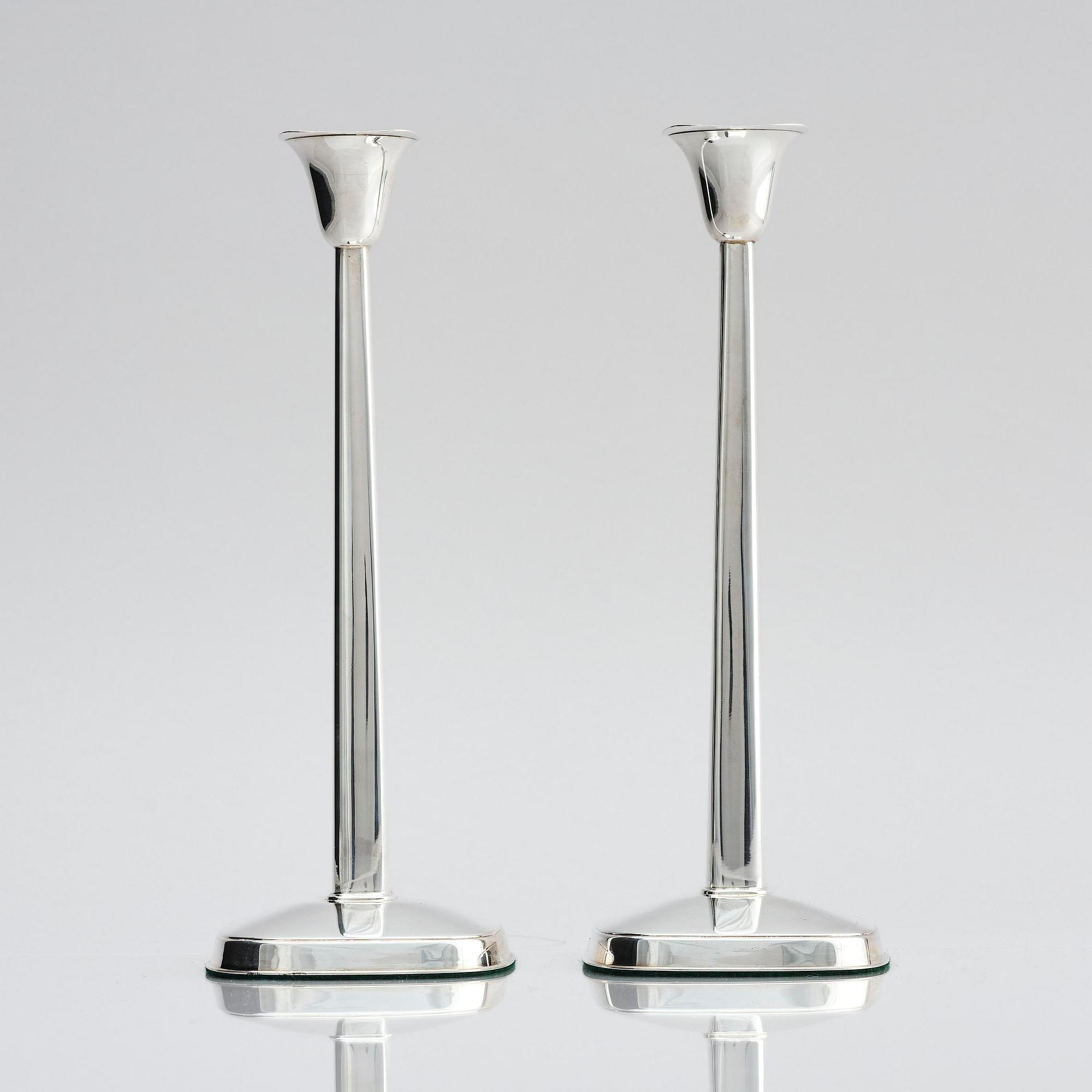 Sven-Arne Gillgren, a paif of silver candelsticks, design Sven-Arne Gillgren, company Guldsmedsaktiebolaget, Stockholm 1965.