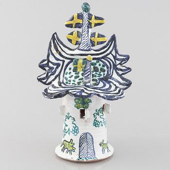 Ulrica Hydman-Vallien, a unique glazed ceramic sculpture., provenance Sven Lundh.