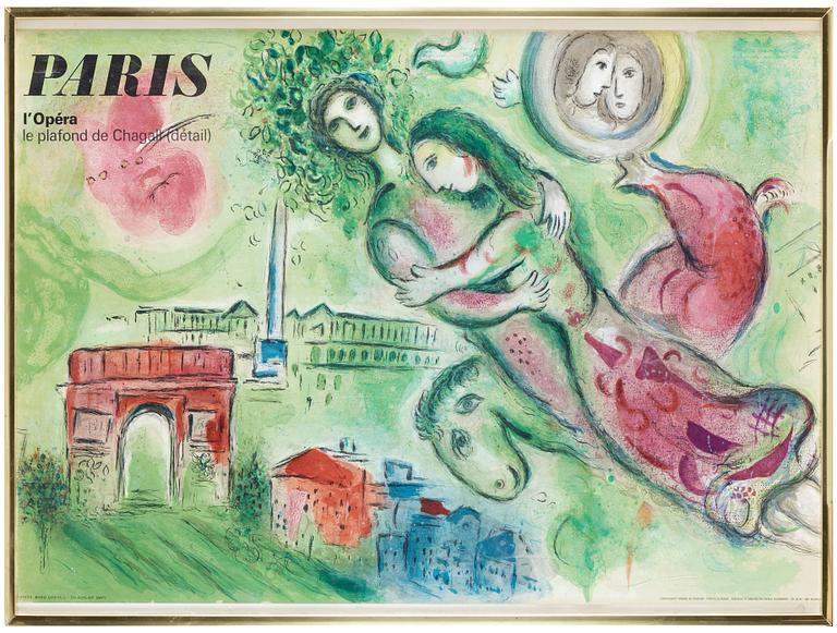 MARC CHAGALL, färglitografi. Utförd 1964. av Charles Sorlier, tryckt hos Mourlot, Paris, utgiven av Tourisme francais,