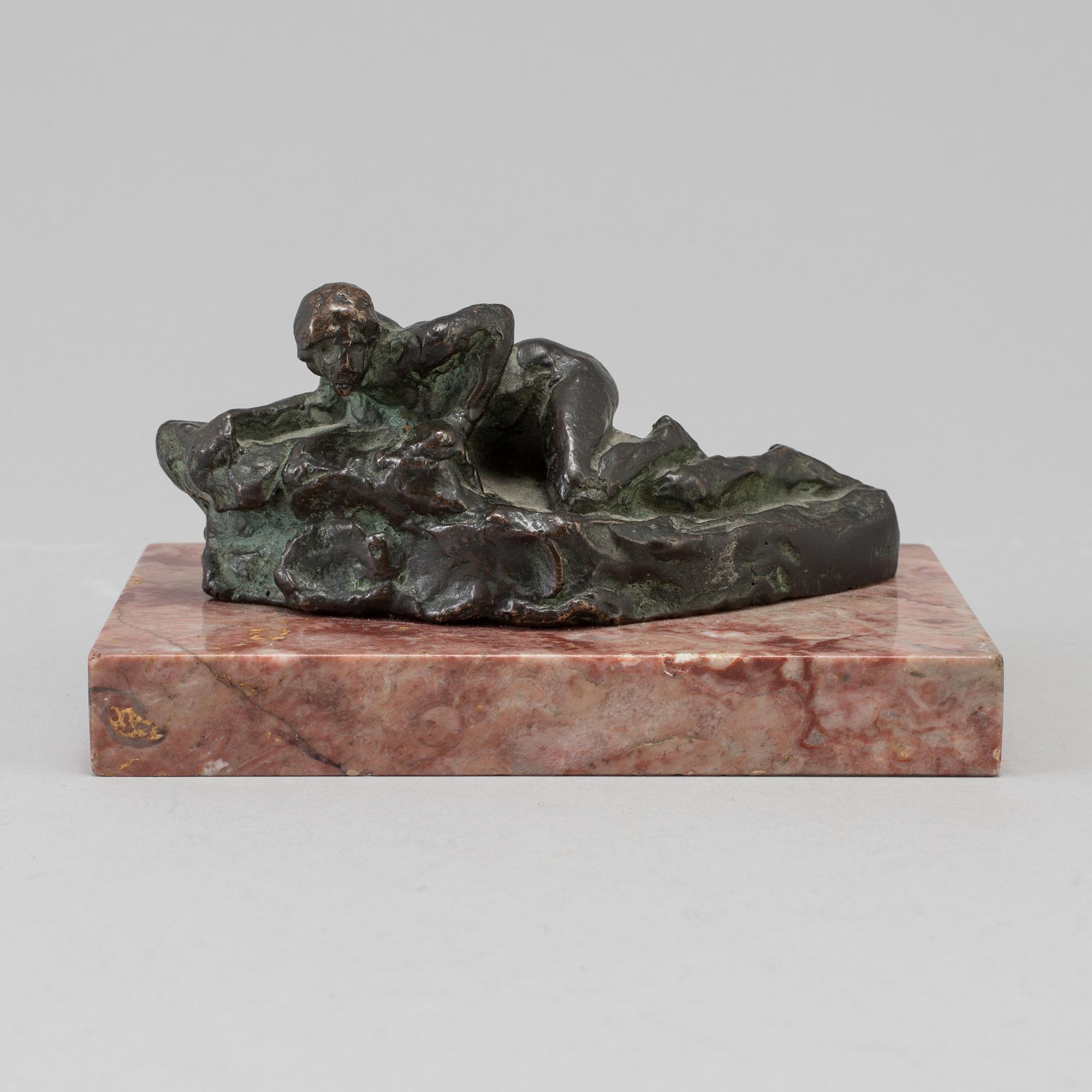 STEPHAN SINDING, a bronze sculpture, signed and dated.
