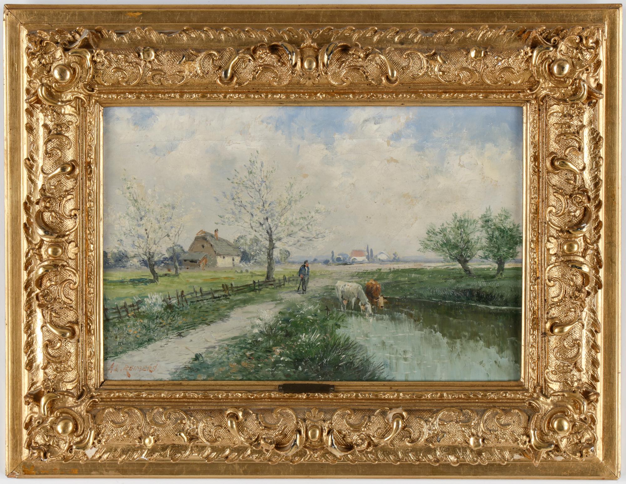 OKÄND KONSTNÄR, olja på duk, 1800-talets slut. Signerad Al Reimers.