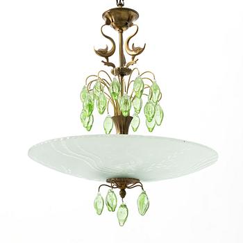 Taklampa, Swedish Modern, Orrefors, 1930/40-tal.