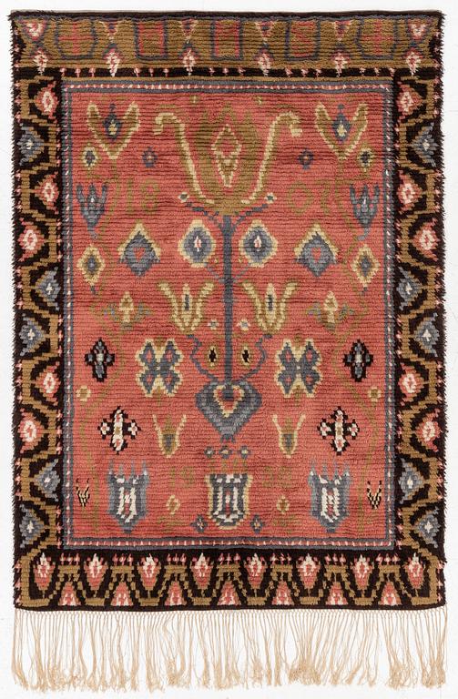 Wall hanging/rug, knotted pile, 1930s, approx. 194 x 138 cm.