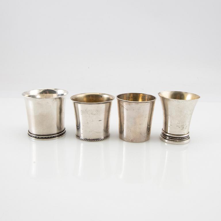 A collection of cups 12 pcs silver 18th/19th century.