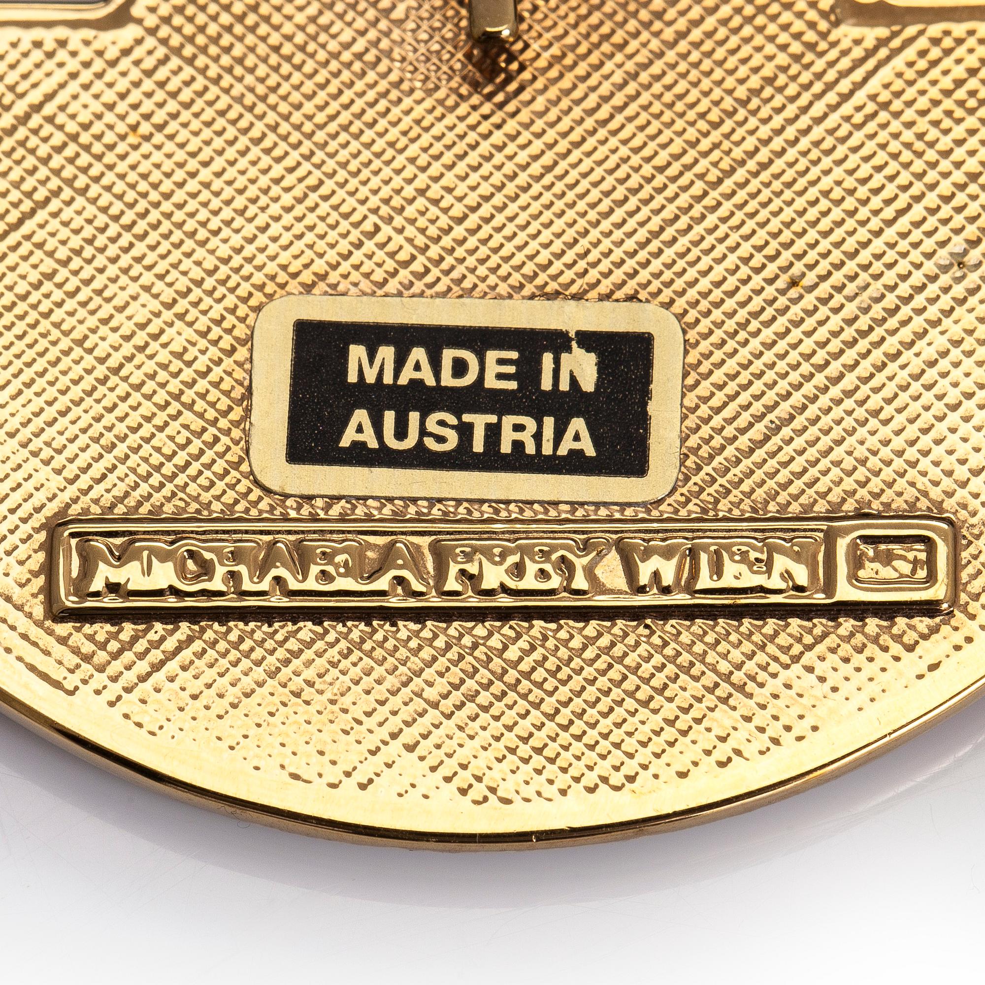 Michaela Frey, armband, halssmycke, örhängen, förgylld metall, emalj, Österrike.