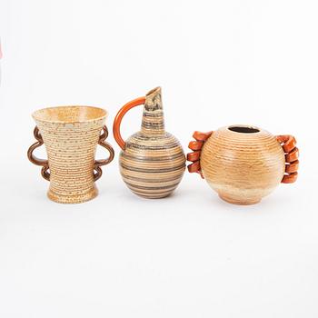 A set of nine different vases from Höganäs 1930/40s.