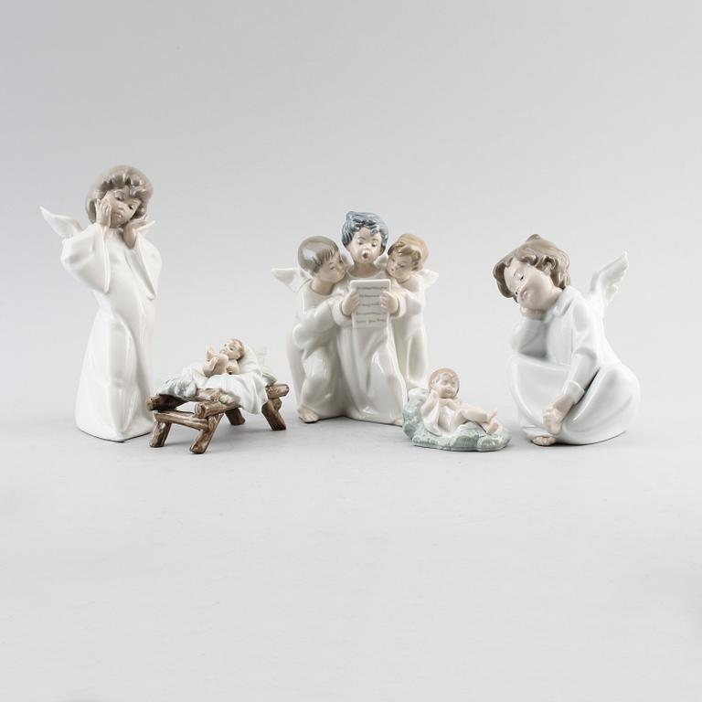 FIGURER, 5 st, porslin, Lladro, Spanien.