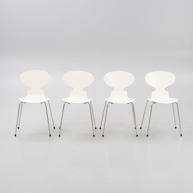 Arne Jacobsen, a set of four 'Ant' chairs, Fritz Hansen, Denmark, 1990's.